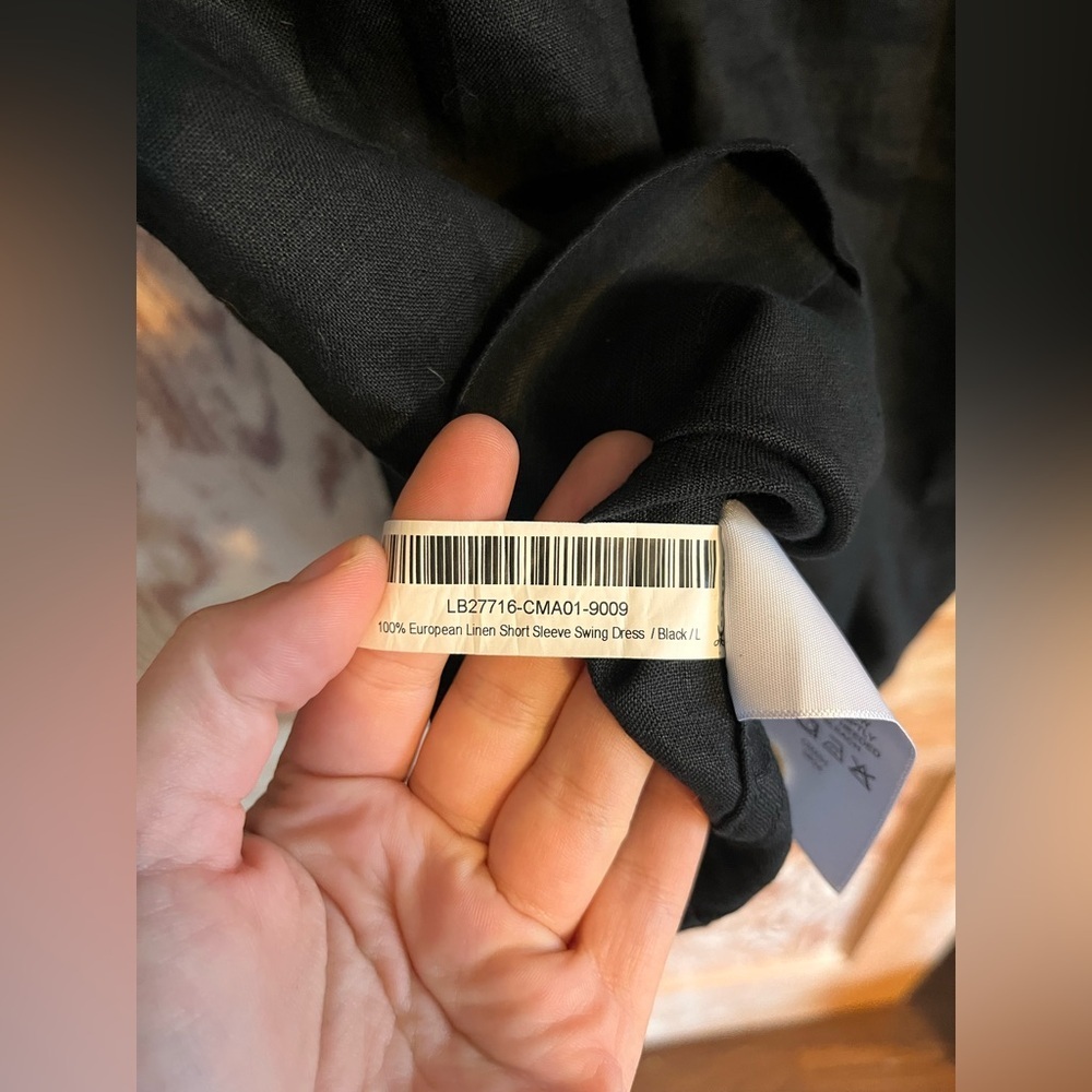 NWT Quince 100% European Linen Short Sleeve Swing Dress, Black - L - Picture 5 of 5